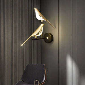 Chirping Sound Sparrow Wall Lamp Set