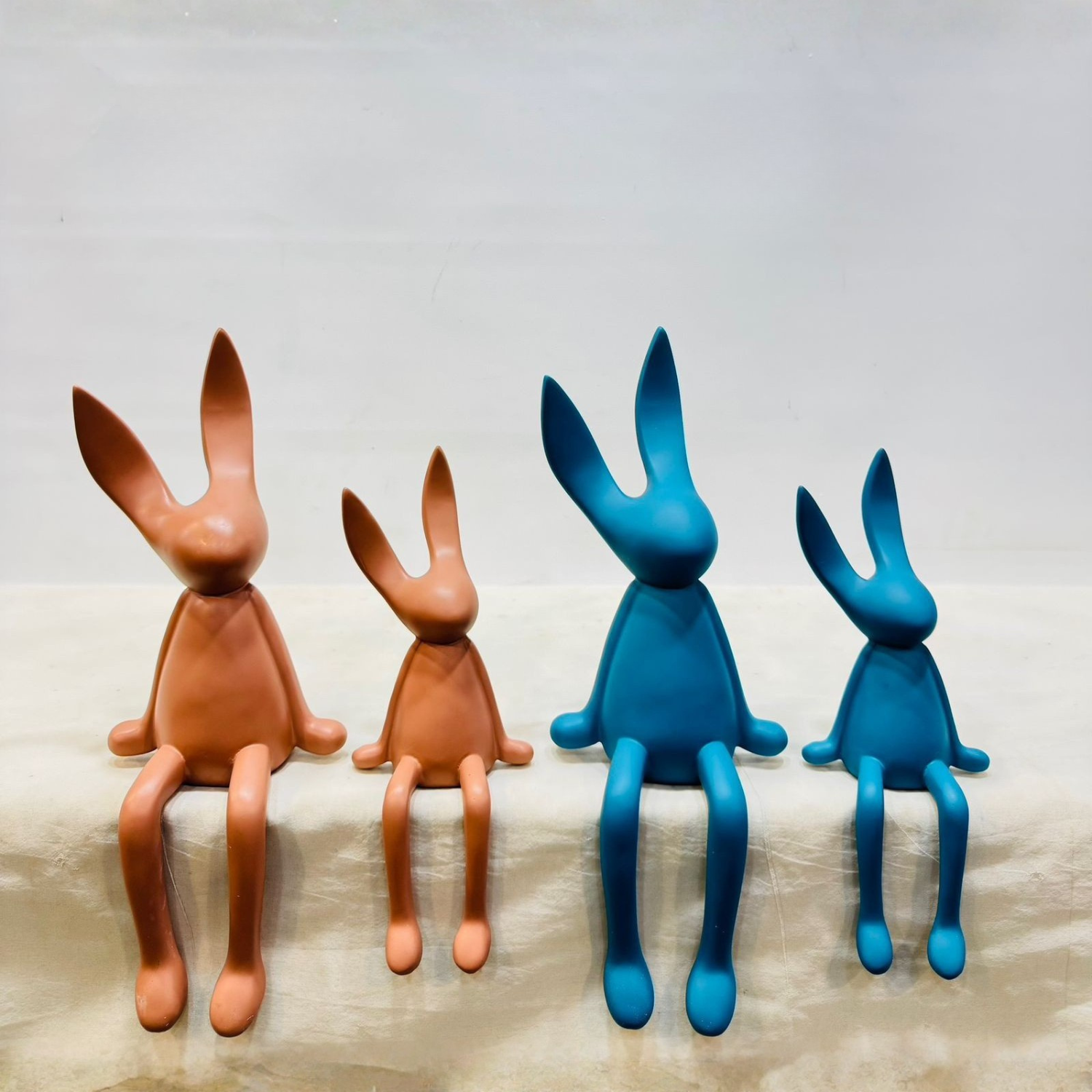 Modern Sitting Rabbit Showpiece Set for Home Décor (2 Pieces)