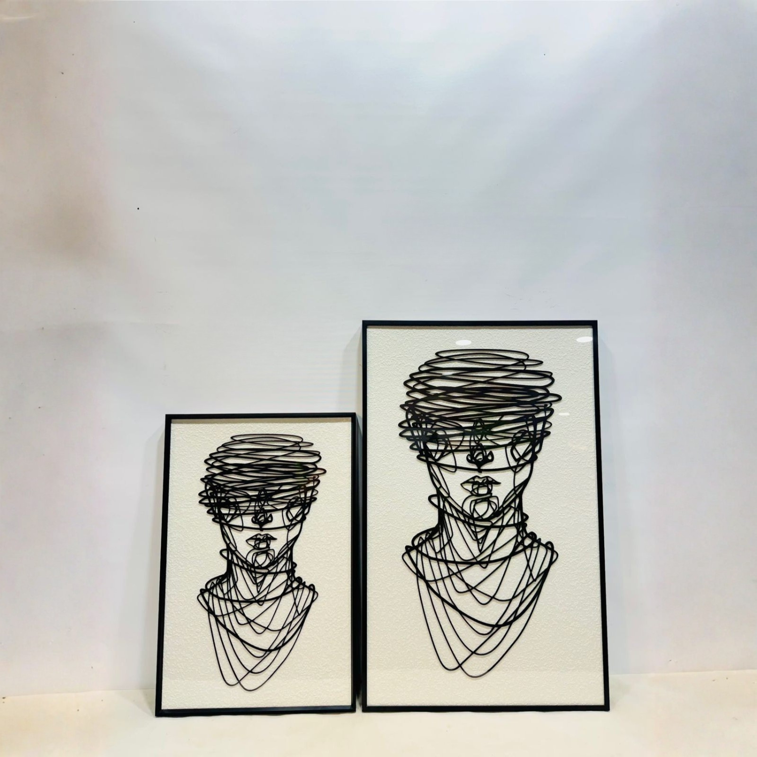 Modern Abstract Line Face Metal Wall Art with Aluminum Frame