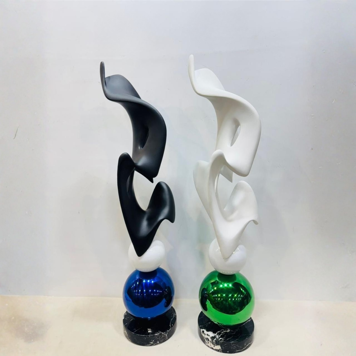 Modern Abstract Table Sculpture with Marble Base