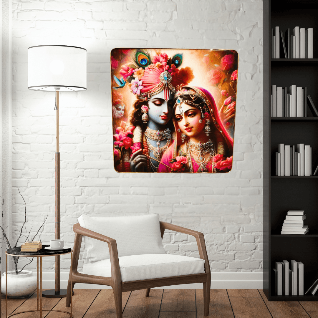 God Idol Wall Painting - Radha Krishna Pure Love