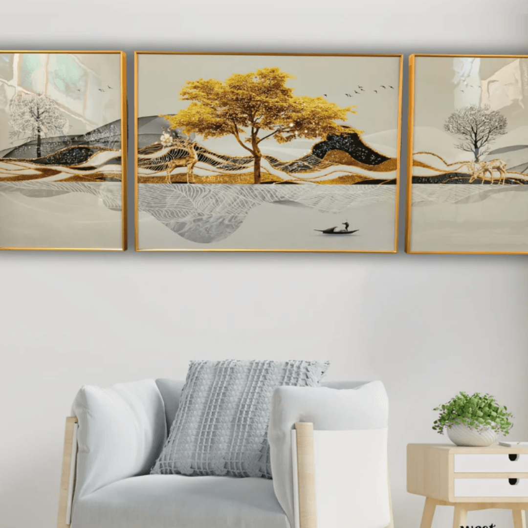 Modern Crystal Painting Set of 3 Style 15