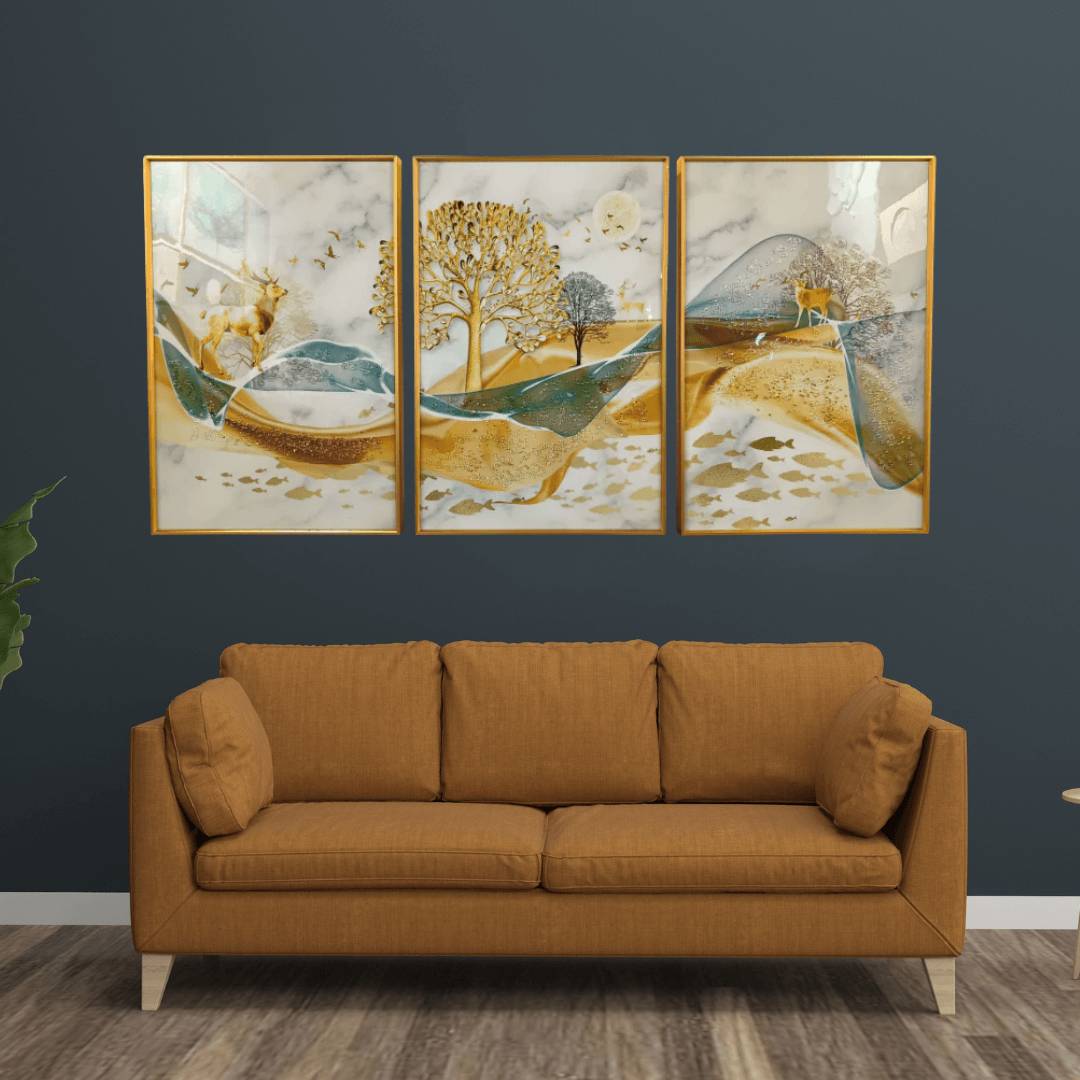 Modern Crystal Painting Set of 3 Style 11