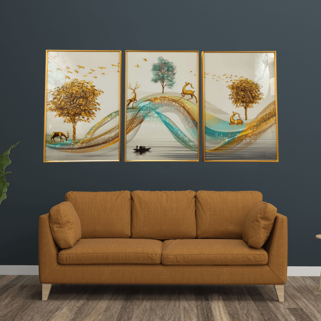 Modern Crystal Painting Set of 3 Style 9