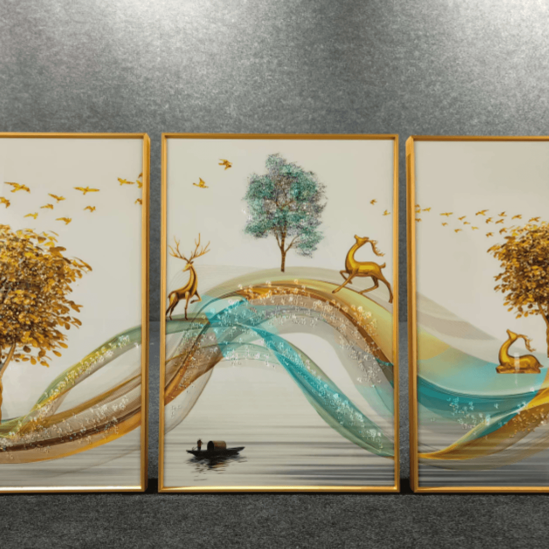 Modern Crystal Painting Set of 3 Style 9