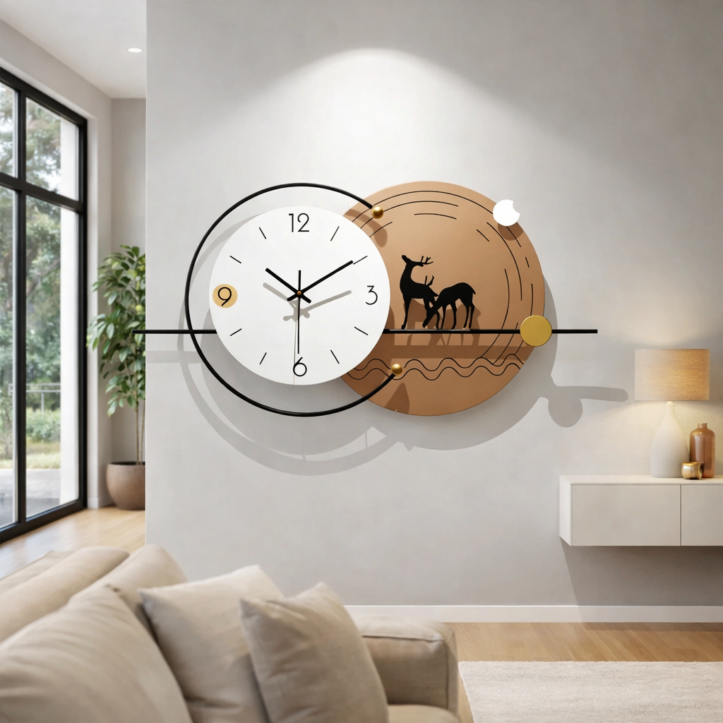 Swiss Clock With Deer Wall Decor