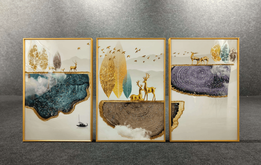 Modern Crystal Painting Set of 3 Style 8