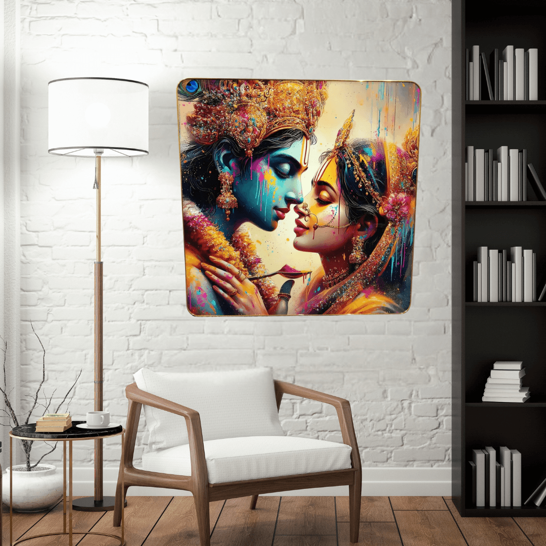 God Idol Wall Painting - Love of Radha Krishna