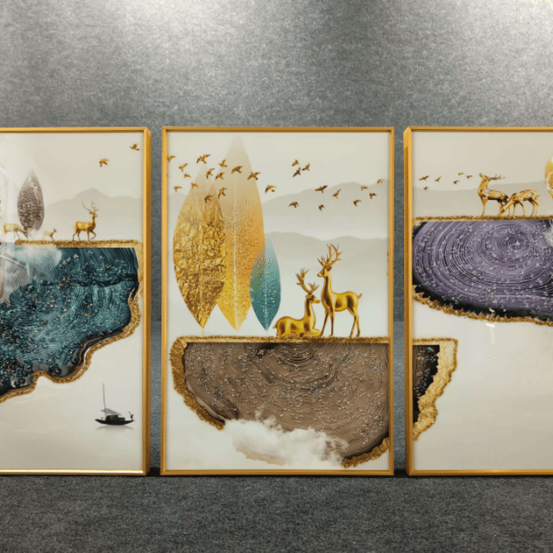 Modern Crystal Painting Set of 3 Style 8