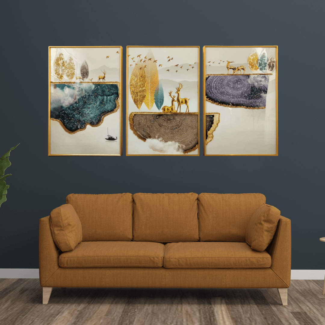 Modern Crystal Painting Set of 3 Style 8