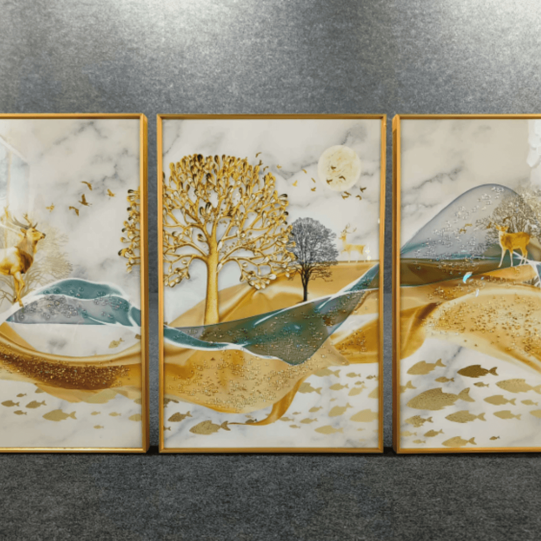 Modern Crystal Painting Set of 3 Style 11