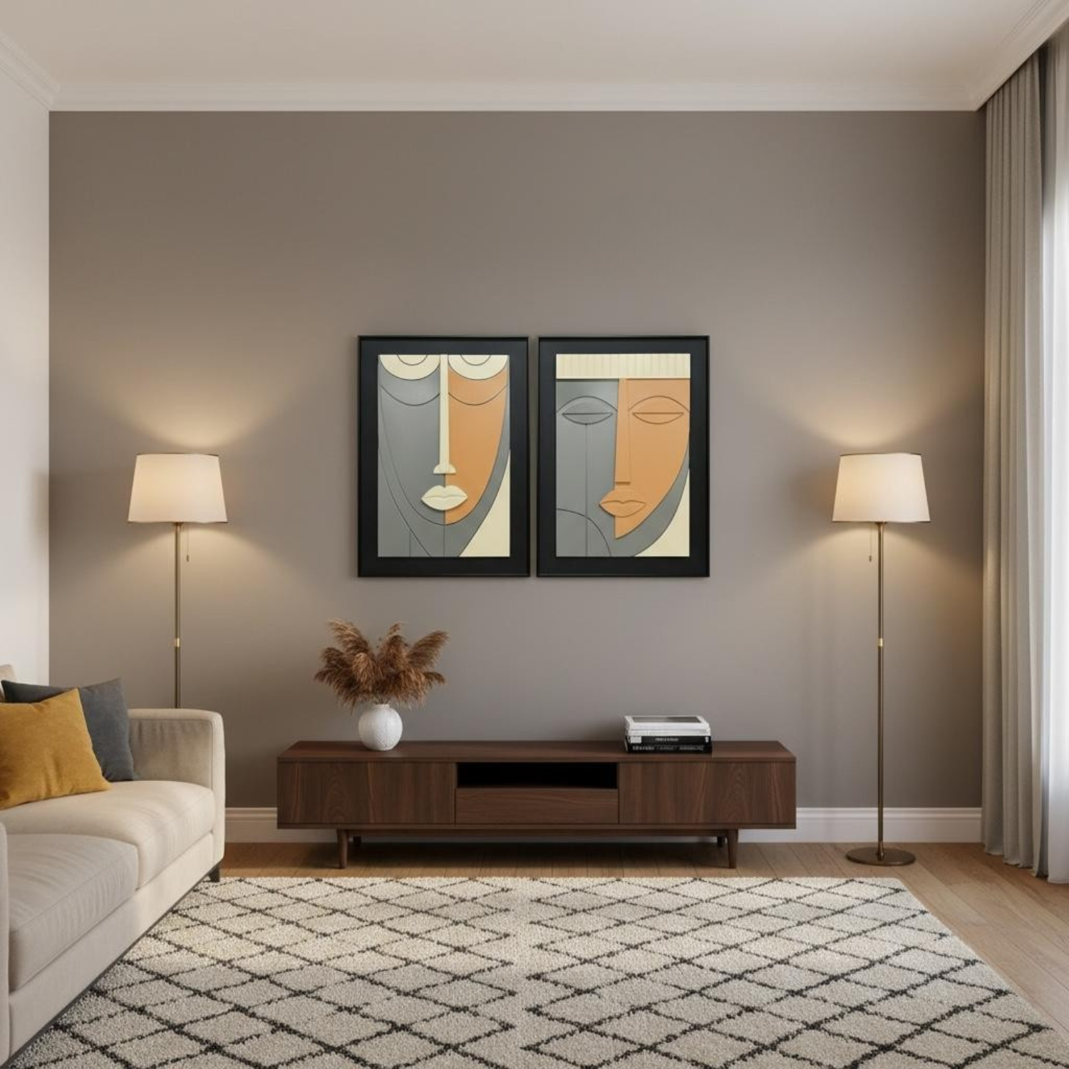 Modern Abstract Face Wall Art – Metal Aluminum Frame