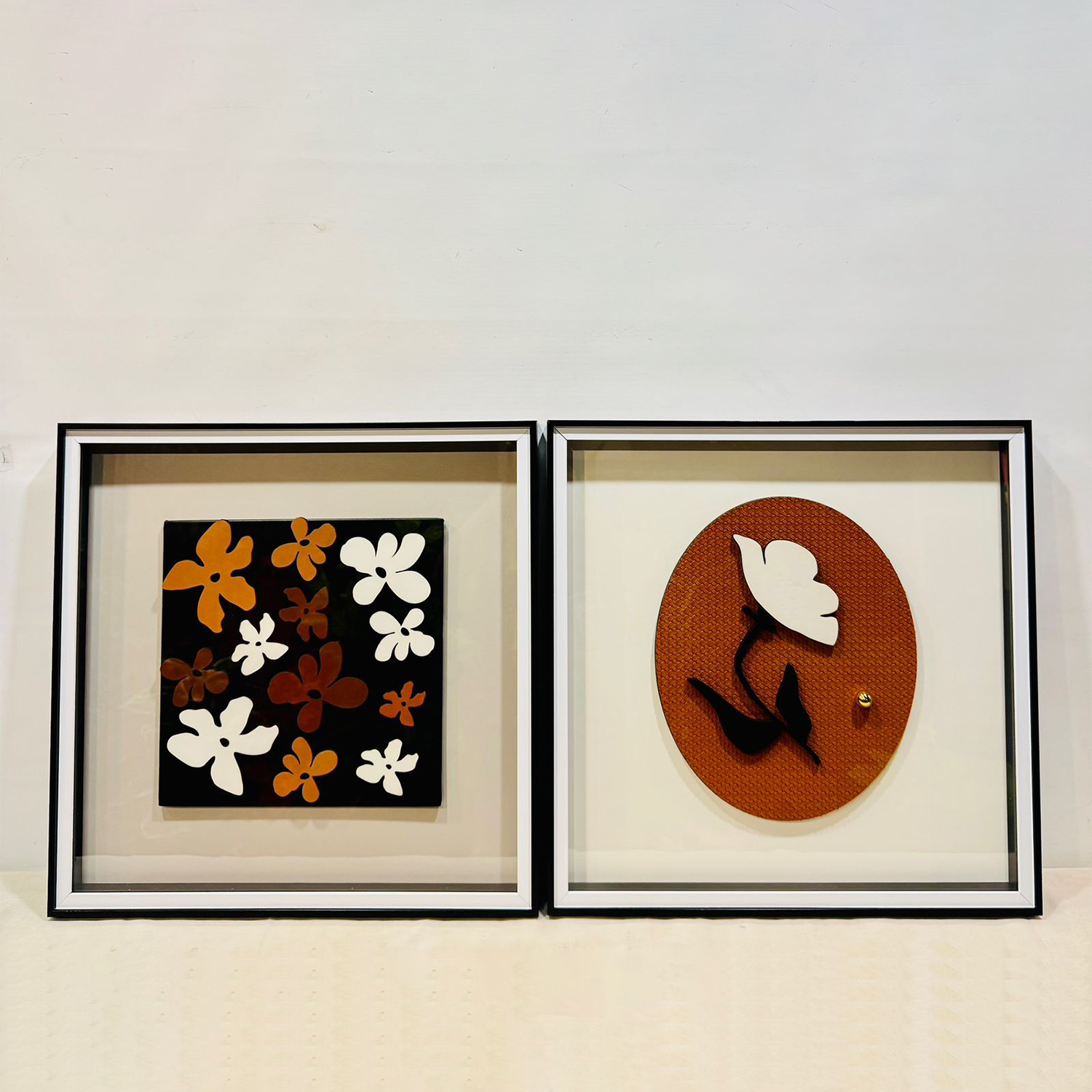 Modern Botanical Bloom 2-Piece Set - 3D Floral Silhouette Glass Frame