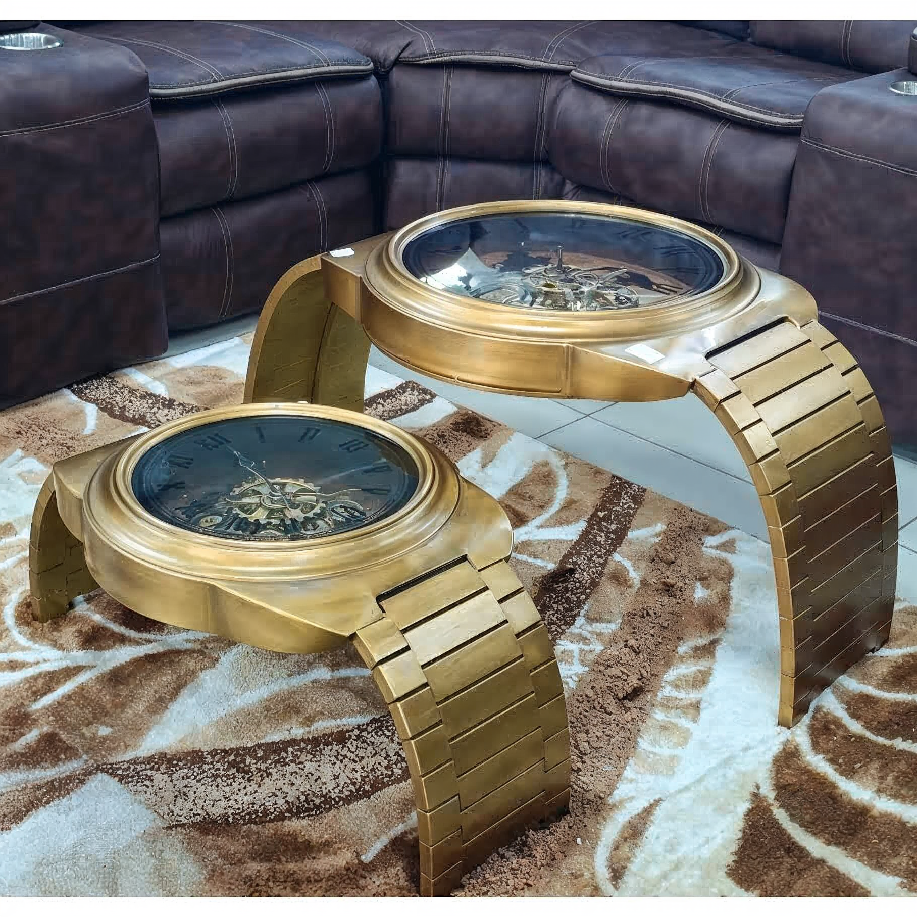 Coffee Table With Mechanical Gear Clock Style 8