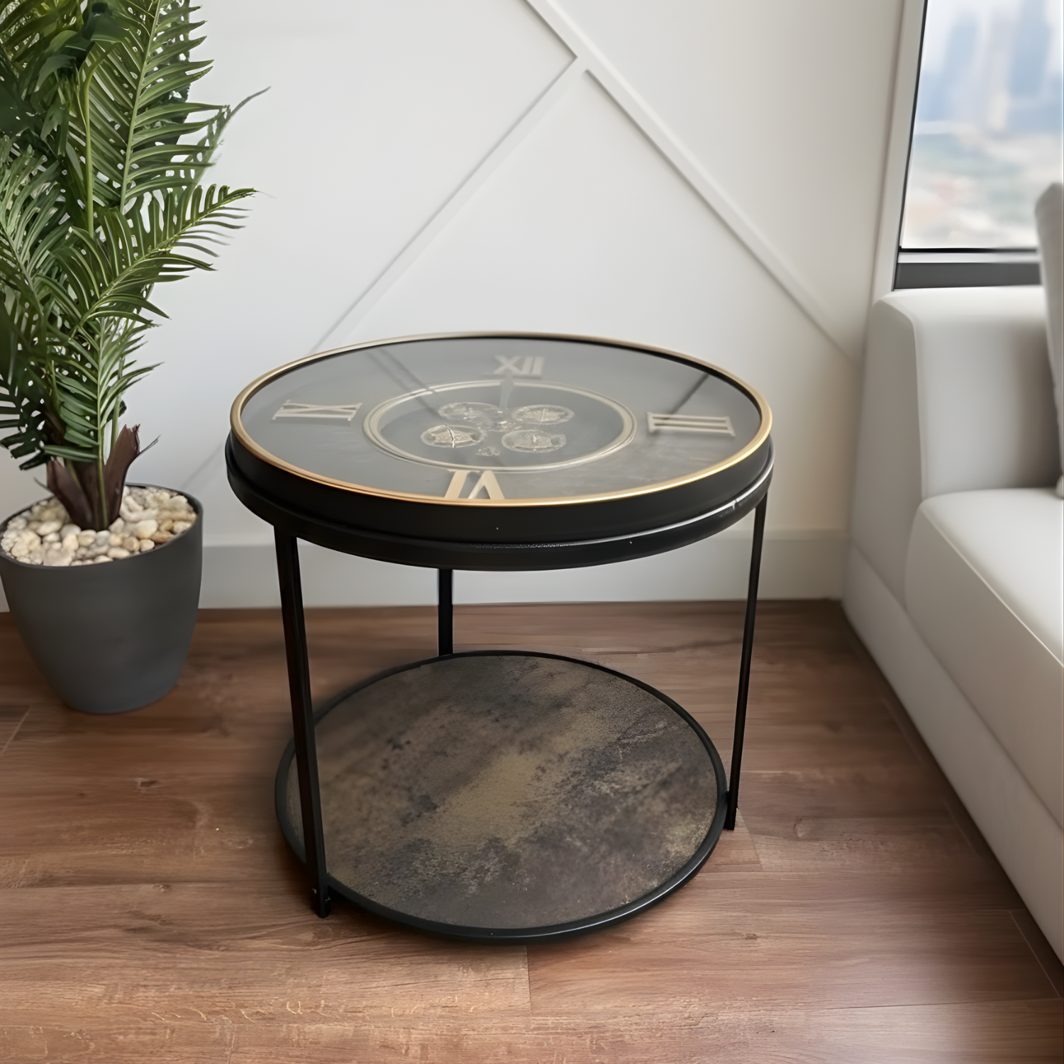 Coffee Table With Mechanical Gear Clock Style 13