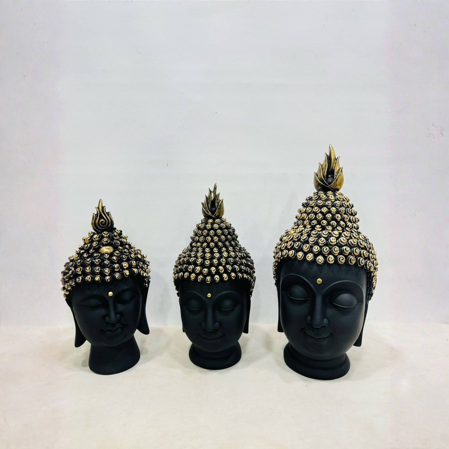 Black & Gold Buddha Head Statue