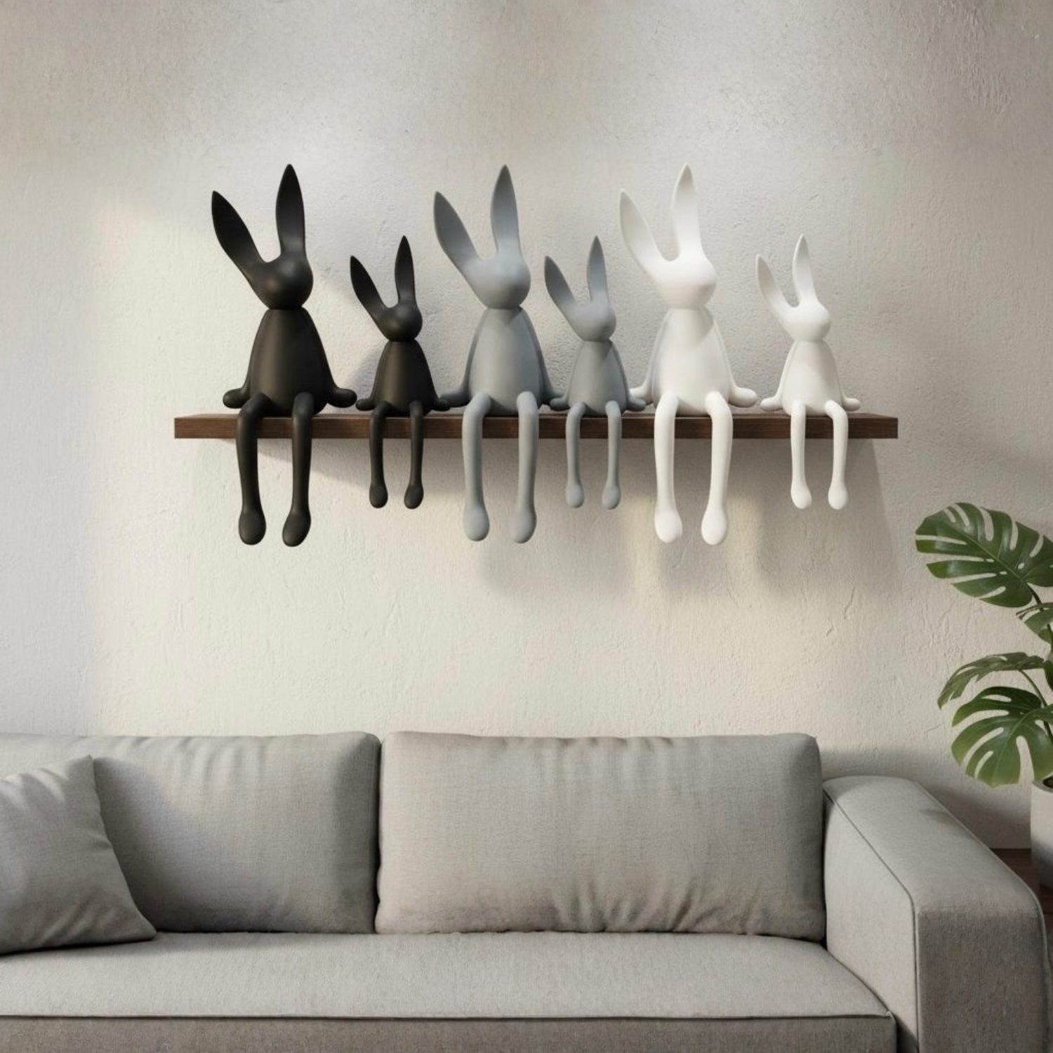 Modern Sitting Rabbit Showpiece Set for Home Décor (2 Pieces)