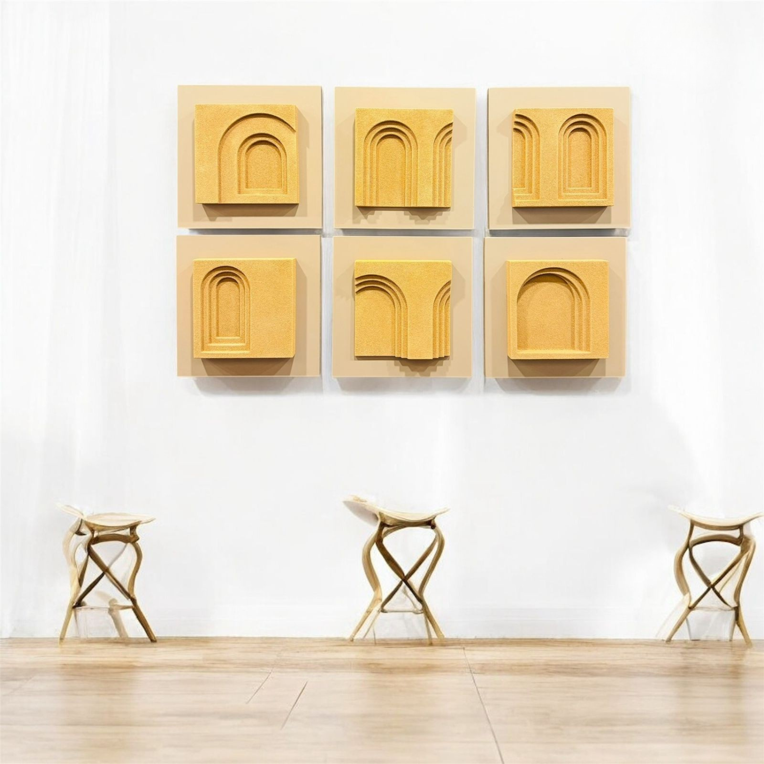 Modern Arch Pattern 3D Wall Art Panels – 6 Piece Decorative Set