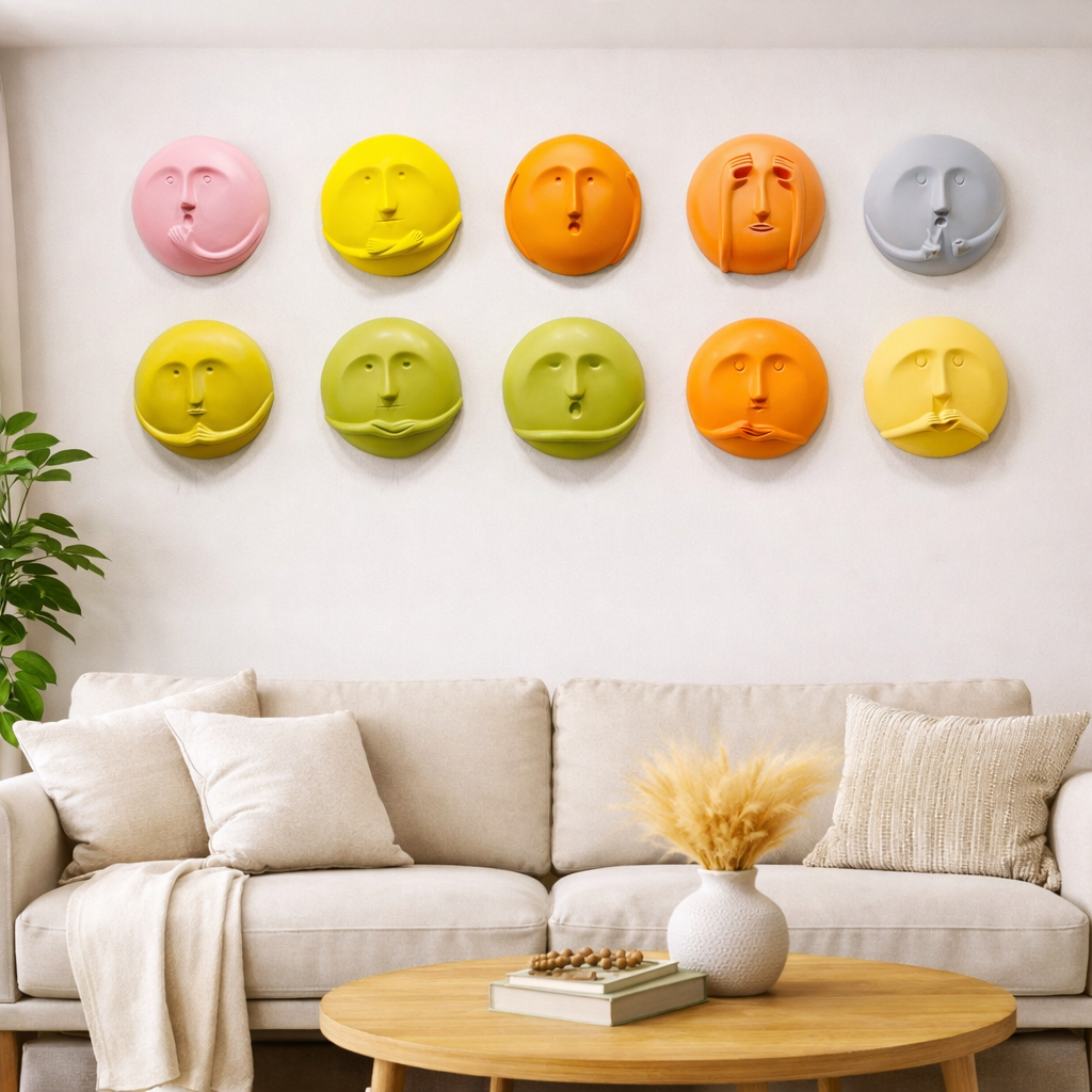Contemporary Abstract Face Wall Hanging – Multicolor Art Décor