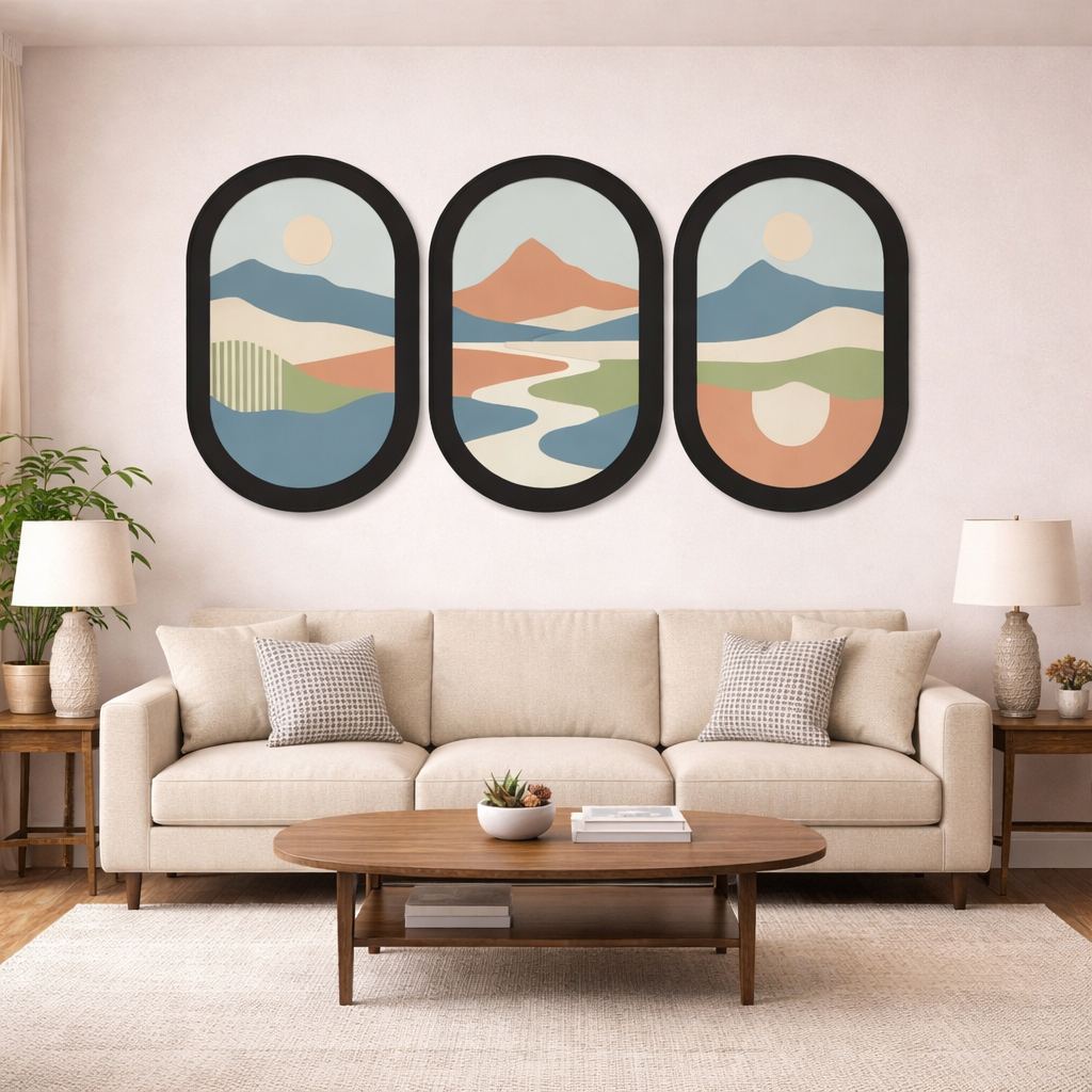 Abstract and Modern Landscape Art Wall Décor – Minimalist Scenic Design (Set of 3)