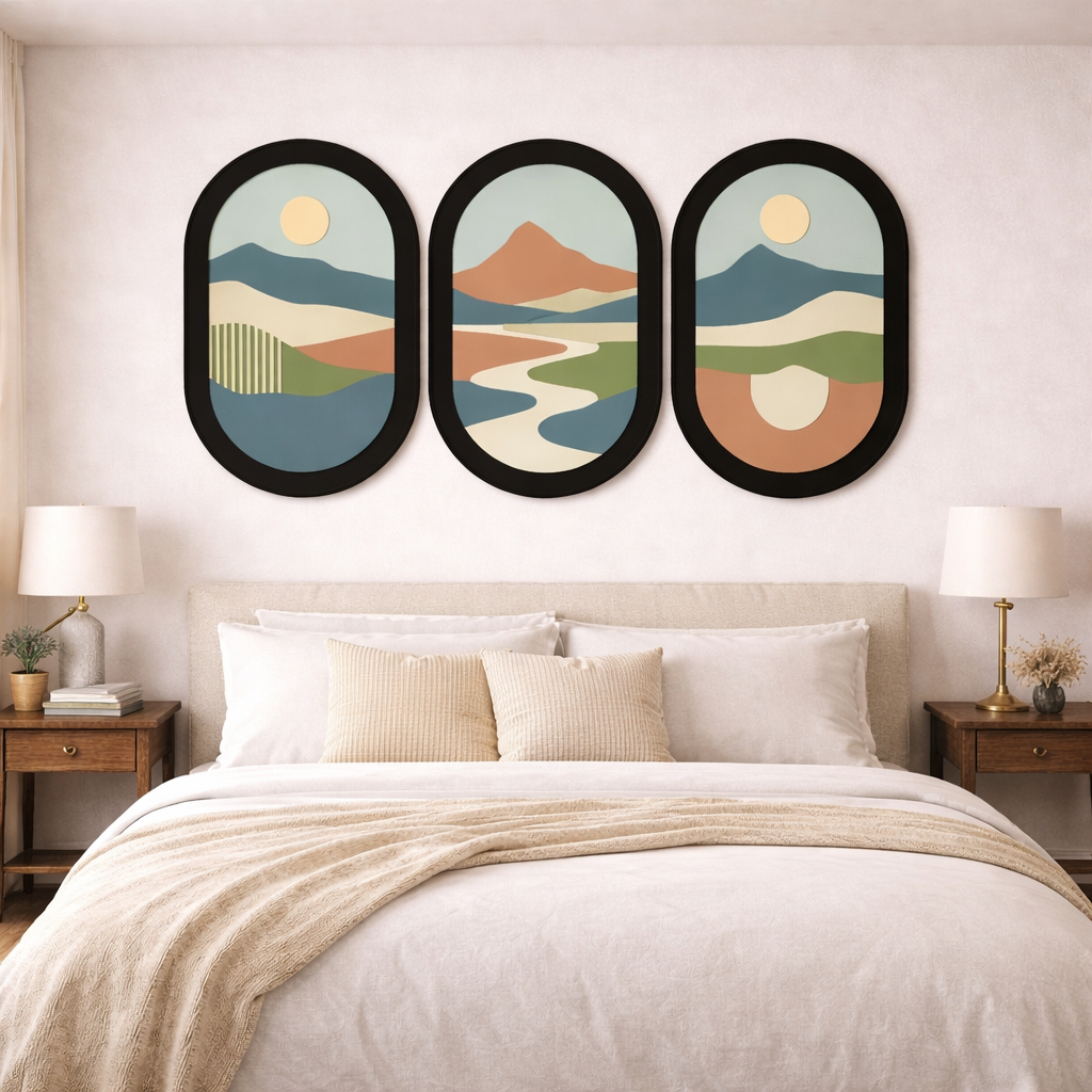 Abstract and Modern Landscape Art Wall Décor – Minimalist Scenic Design (Set of 3)