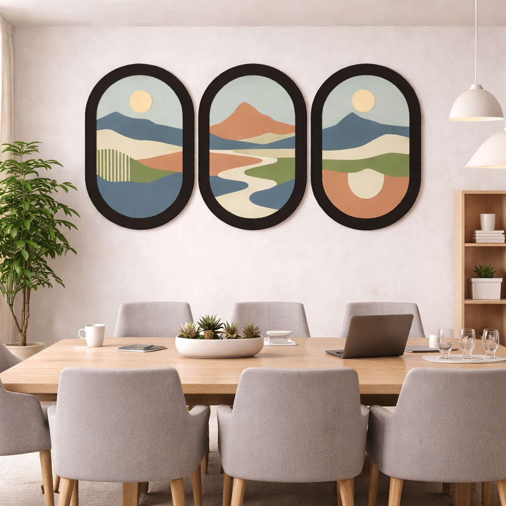 Abstract and Modern Landscape Art Wall Décor – Minimalist Scenic Design (Set of 3)