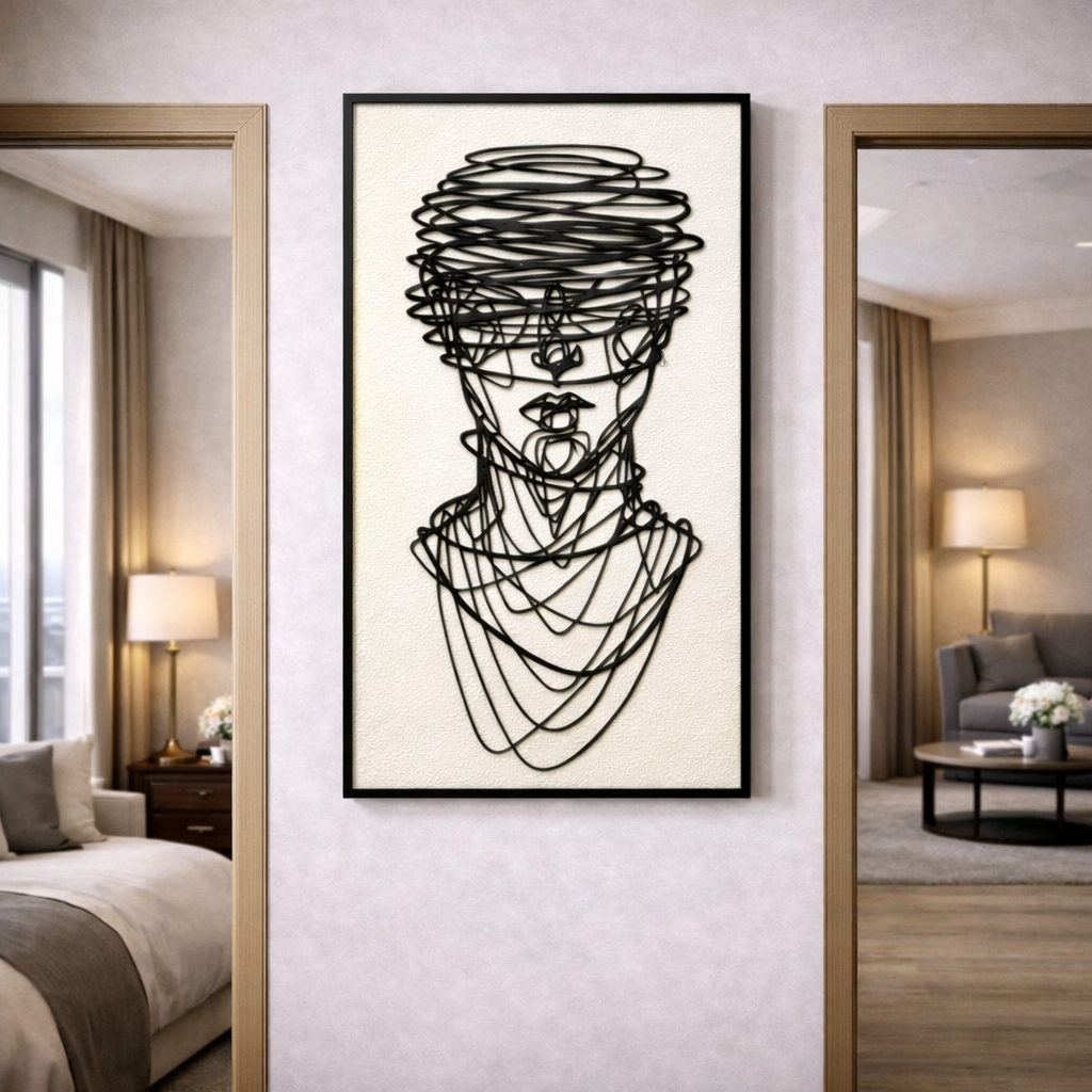 Modern Abstract Face Line Art Wall Art – Metal Aluminium Frame