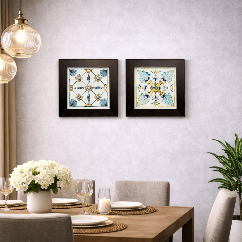 Classic Ornamental Tile Frame Wall Art(Set of 2)