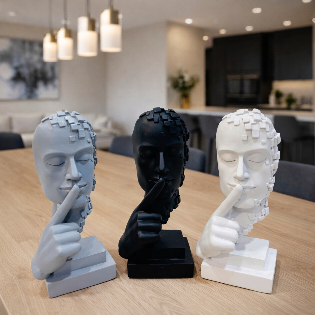 Modern Abstract Silence Face Sculpture Showpiece