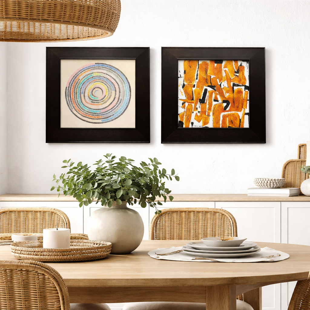 Abstract Geometric & Textured Art Framed Wall Decor – 2 Piece Set