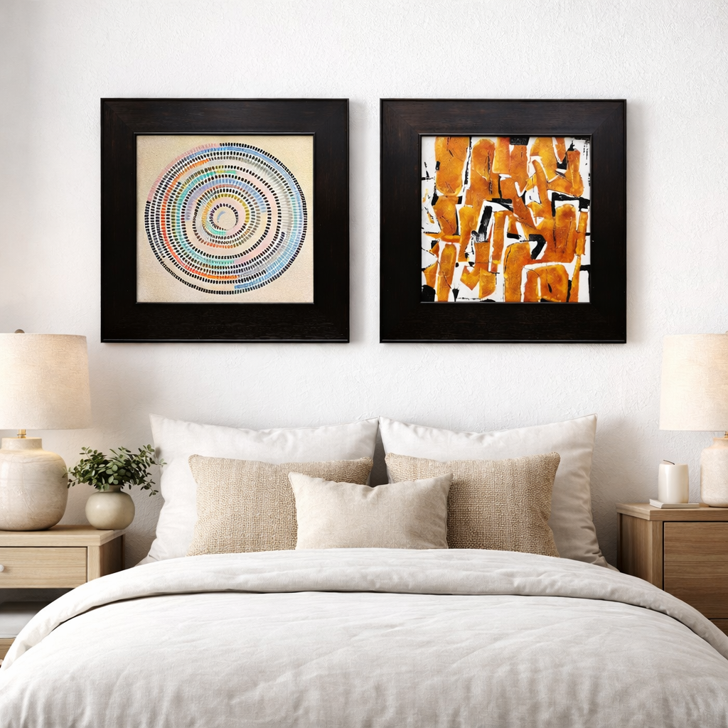 Abstract Geometric & Textured Art Framed Wall Decor – 2 Piece Set