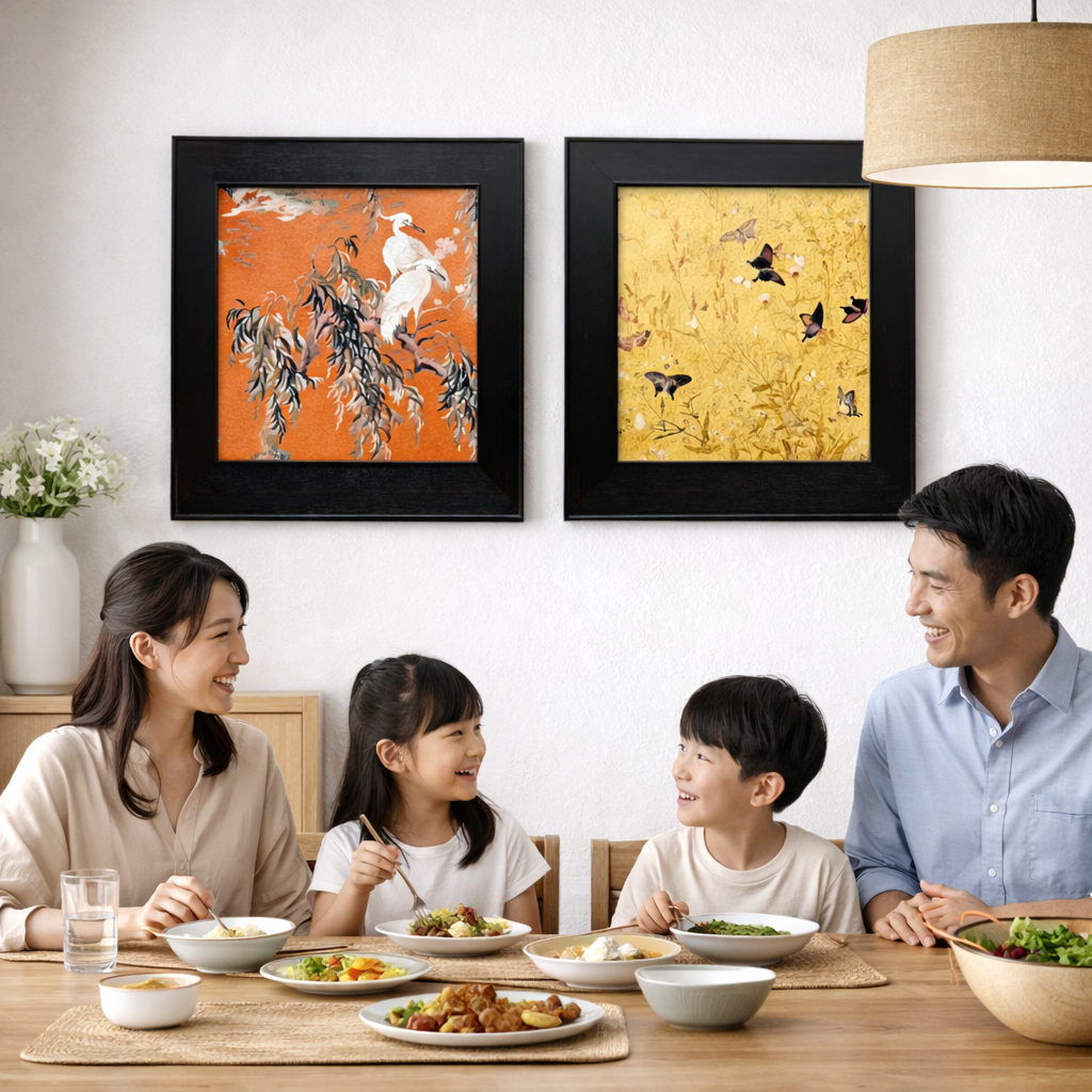 Oriental Bird & Butterfly Art Wall Frame – Set of 2