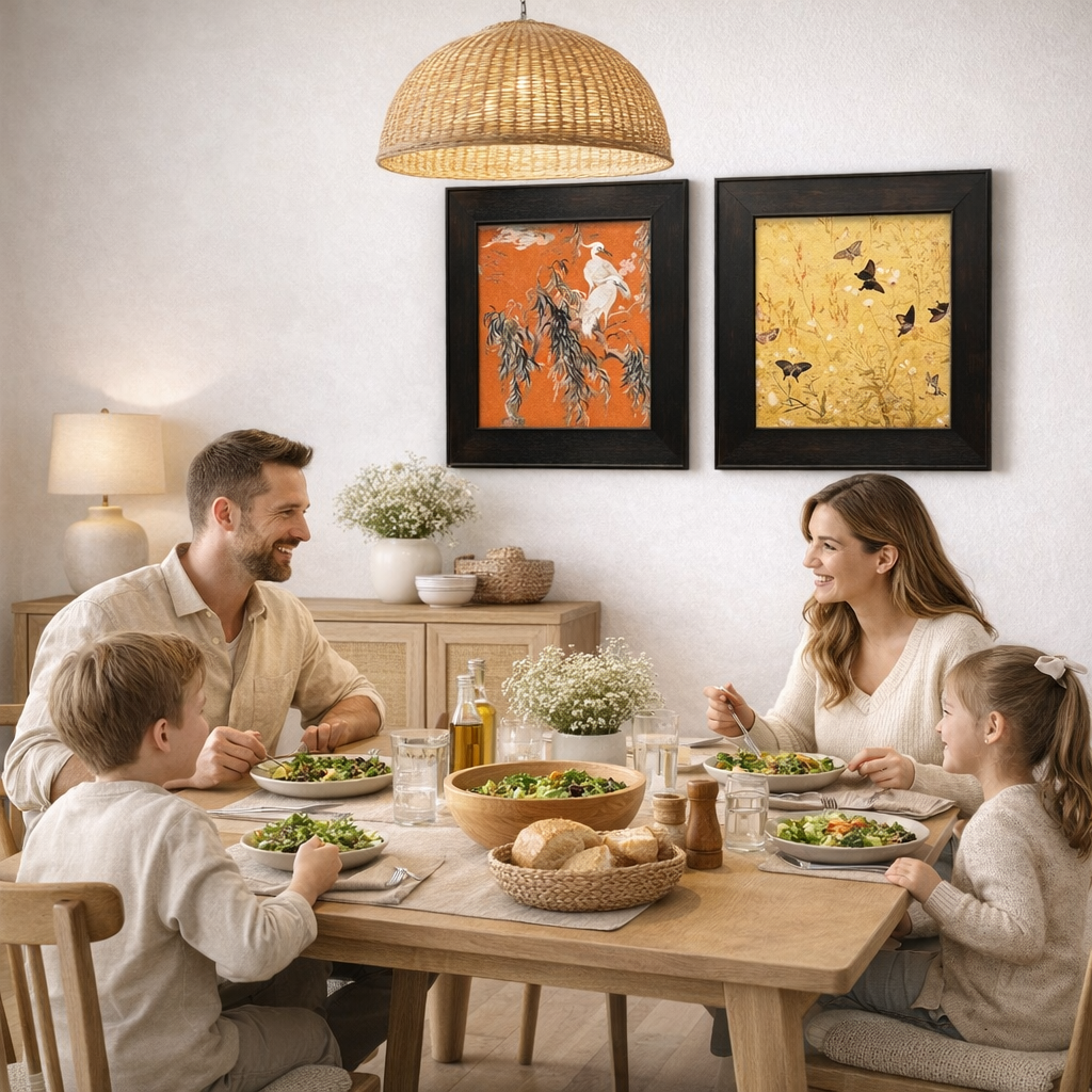 Oriental Bird & Butterfly Art Wall Frame – Set of 2