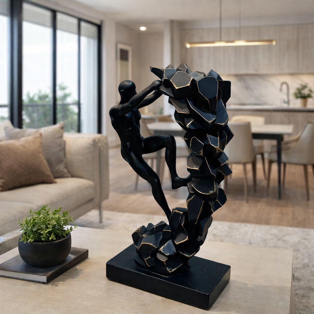 Modern Abstract Climbing Man Sculpture – Symbol of Strength & Success