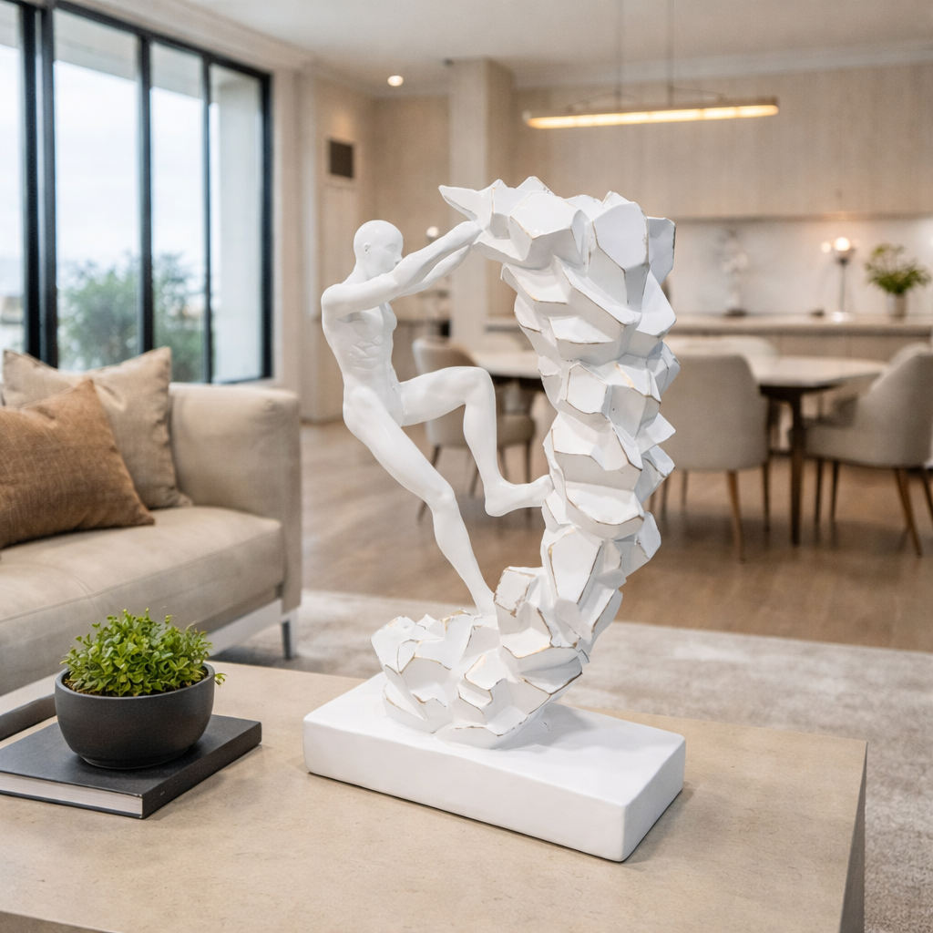 Modern Abstract Climbing Man Sculpture – Symbol of Strength & Success