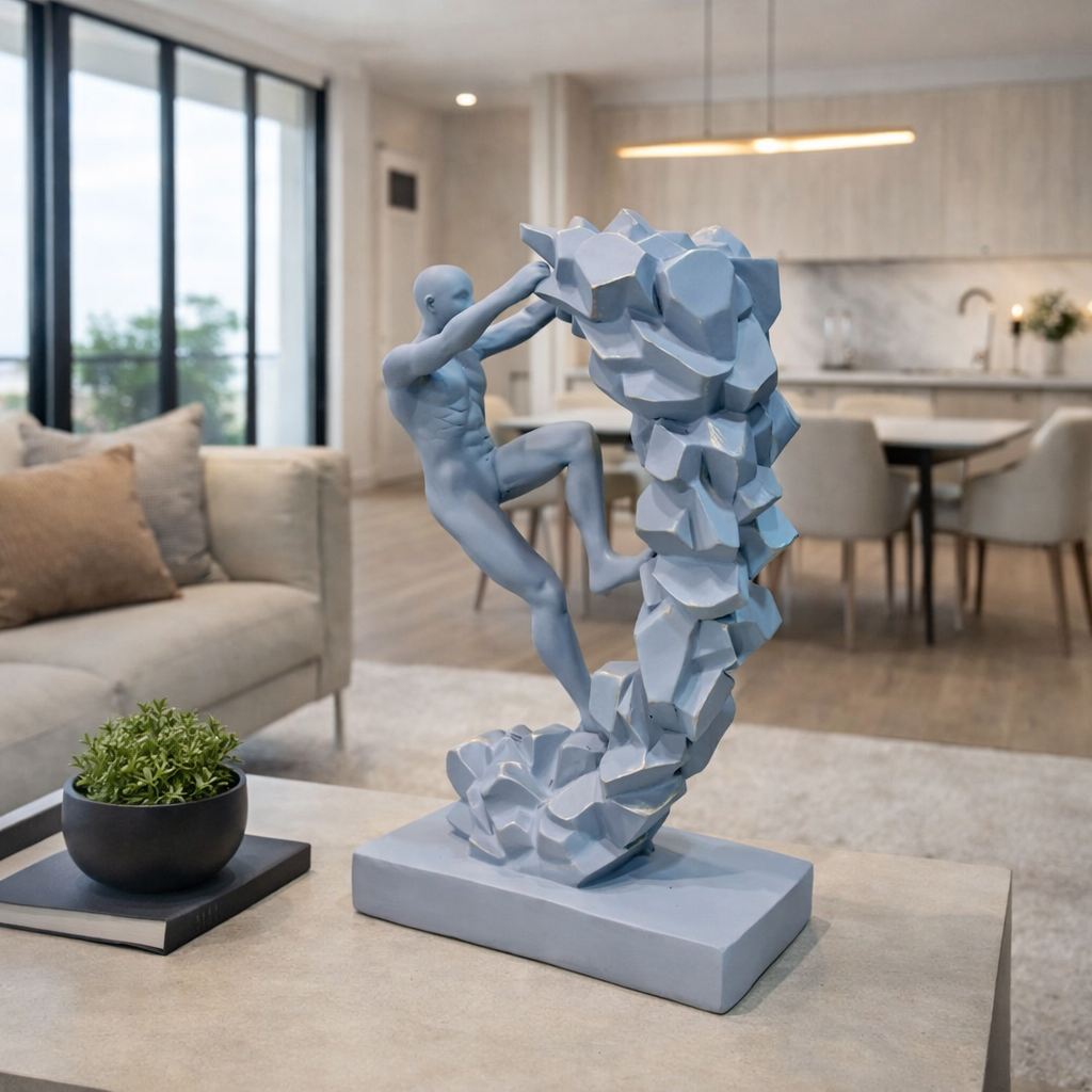 Modern Abstract Climbing Man Sculpture – Symbol of Strength & Success