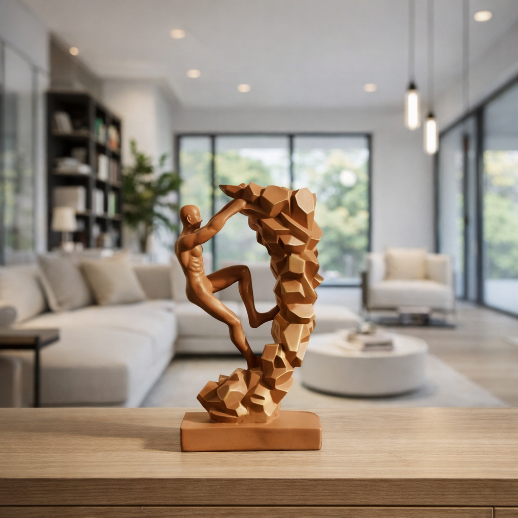 Modern Abstract Climbing Man Sculpture – Symbol of Strength & Success