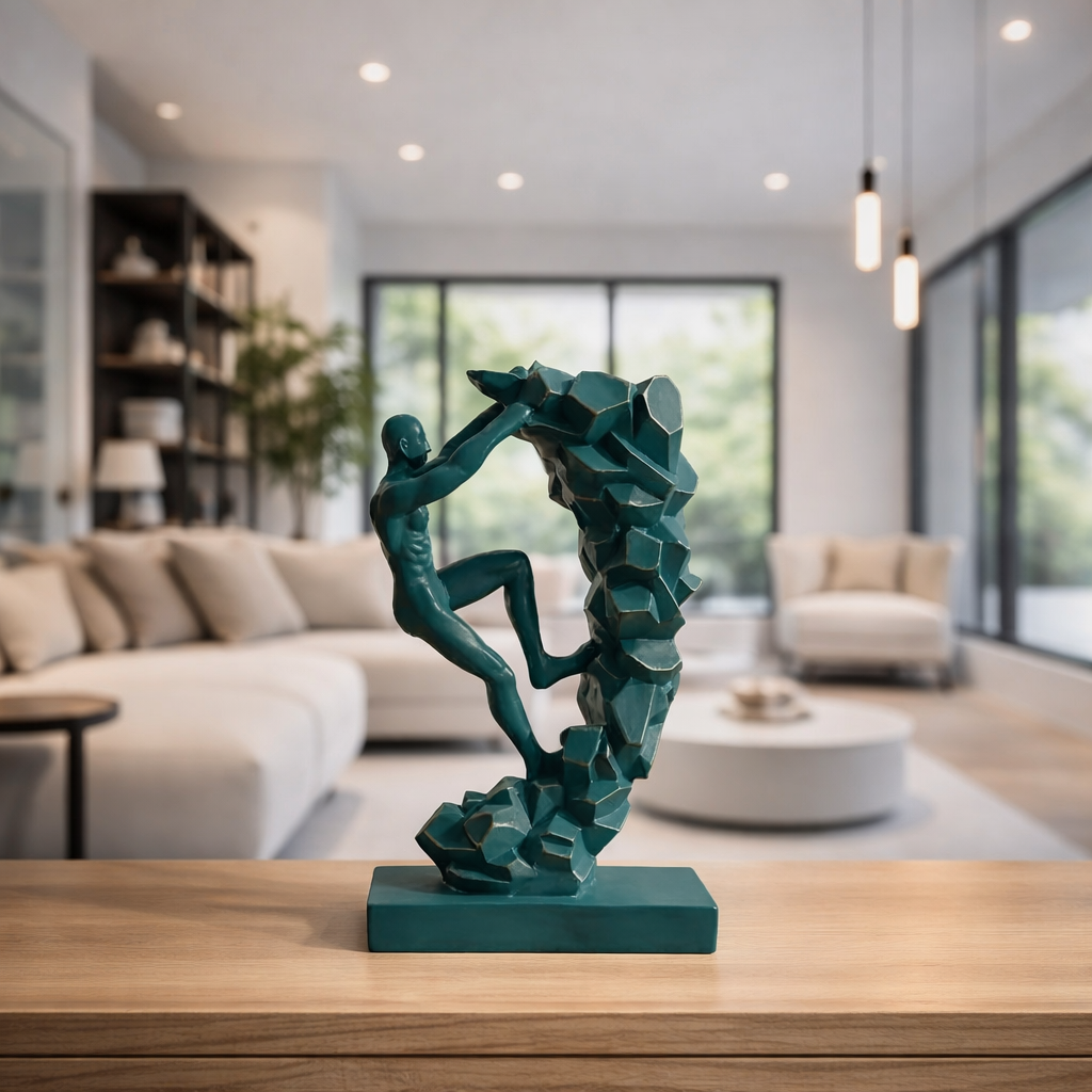 Modern Abstract Climbing Man Sculpture – Symbol of Strength & Success