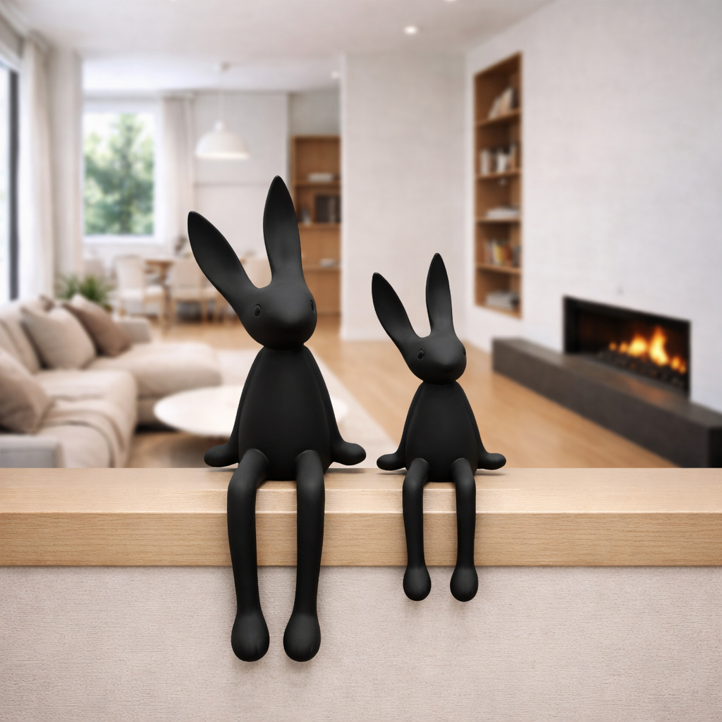 Modern Sitting Rabbit Showpiece Set for Home Décor (2 Pieces)