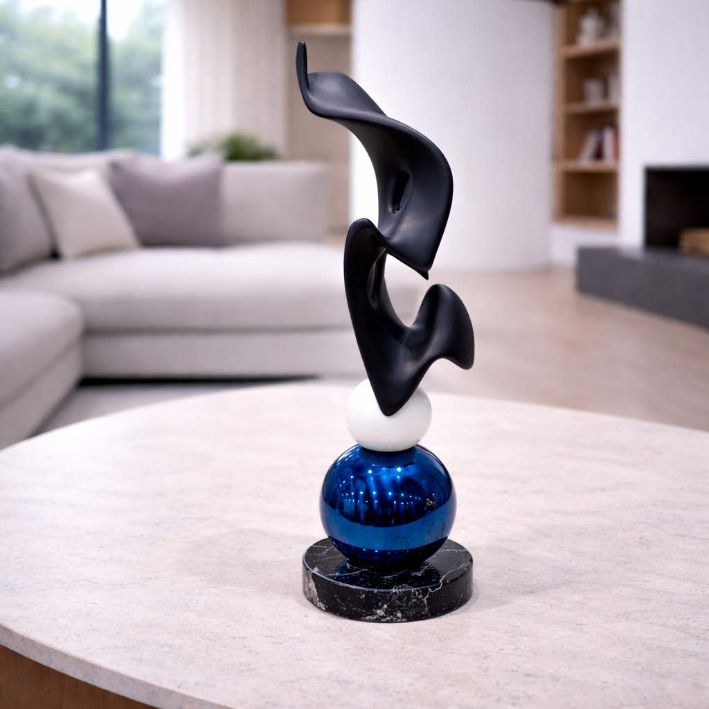 Modern Abstract Table Sculpture with Marble Base