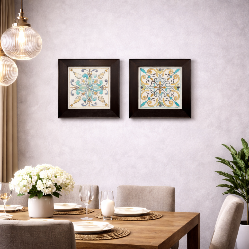 Elegant Ornamental Pattern Wall Art Frame Set – Classic Motif Design (2 Piece Set)