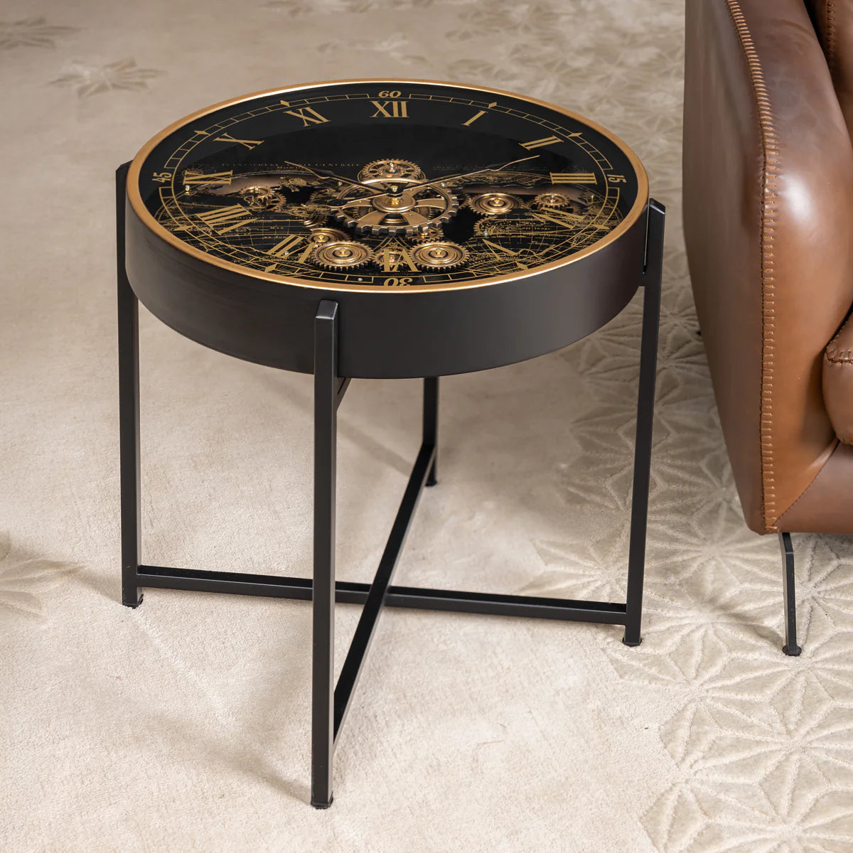 Coffee Table With Mechanical Gear Clock Style 10