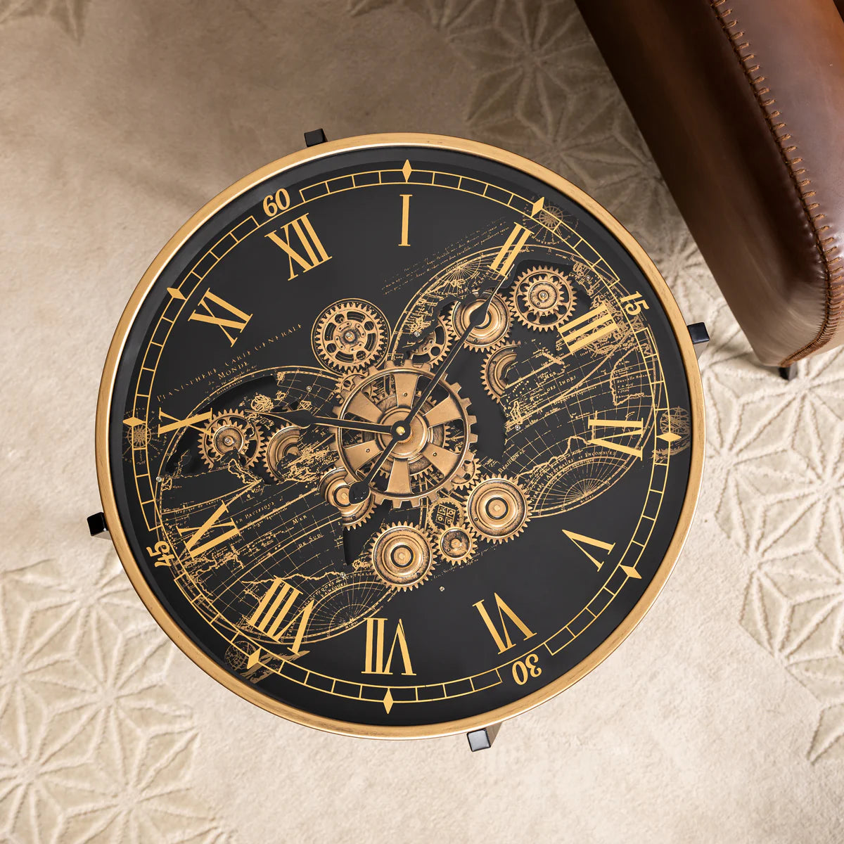 Coffee Table With Mechanical Gear Clock Style 10
