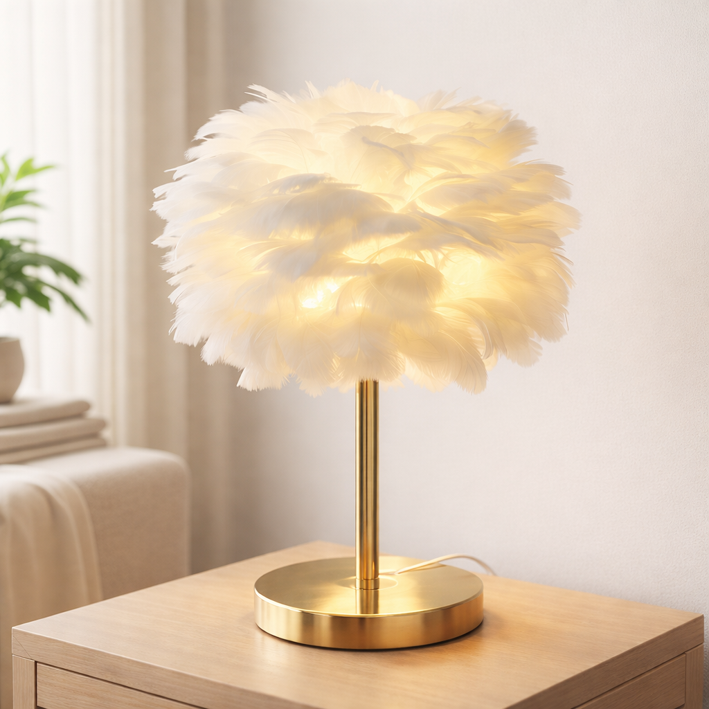 Feather Table Lamp with Crystal Style 4