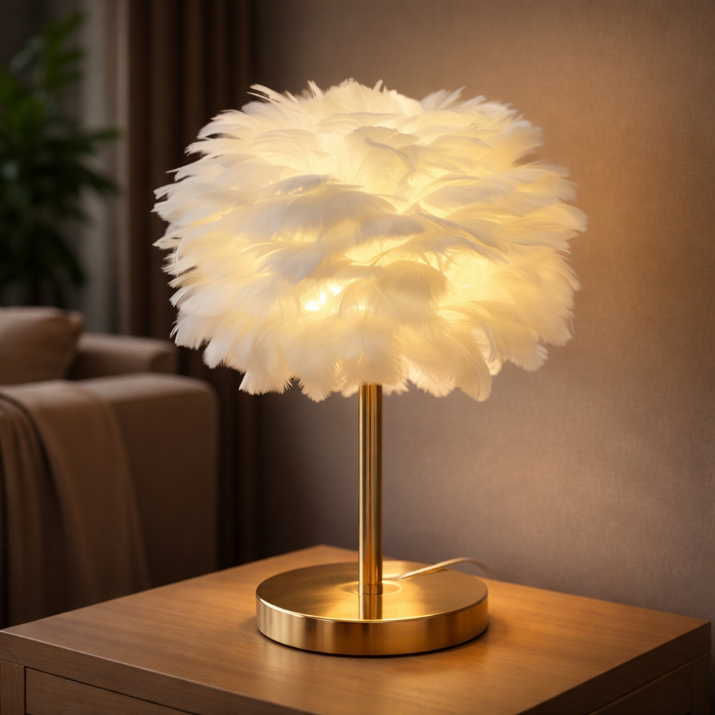 Feather Table Lamp with Crystal Style 4