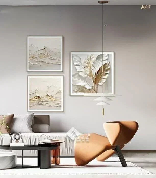 Modern Leather Ambrose Painting Set of 3 - Style 16