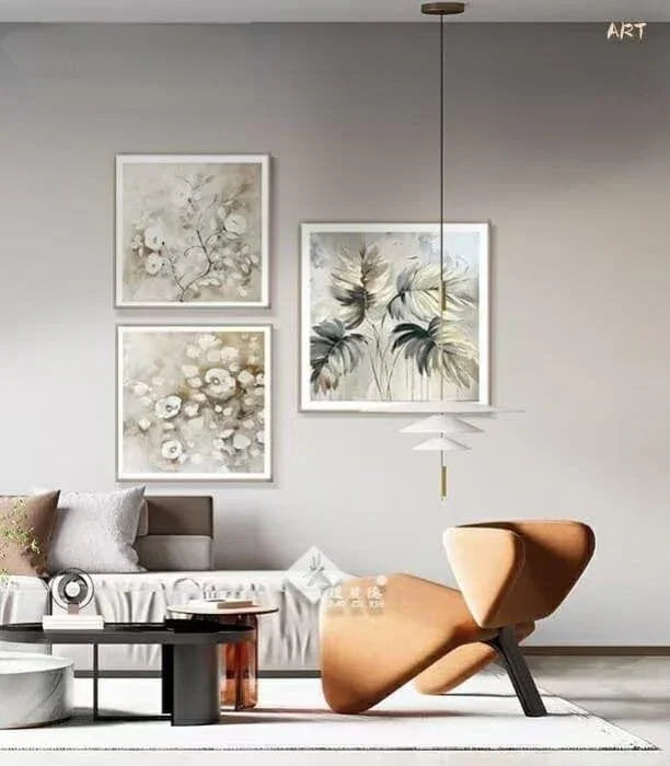 Modern Leather Ambrose Painting Set of 3 - Style 17