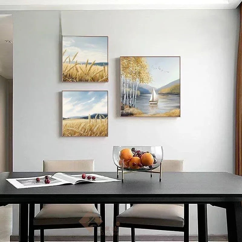 Modern Leather Ambrose Painting Set of 3 - Style 19