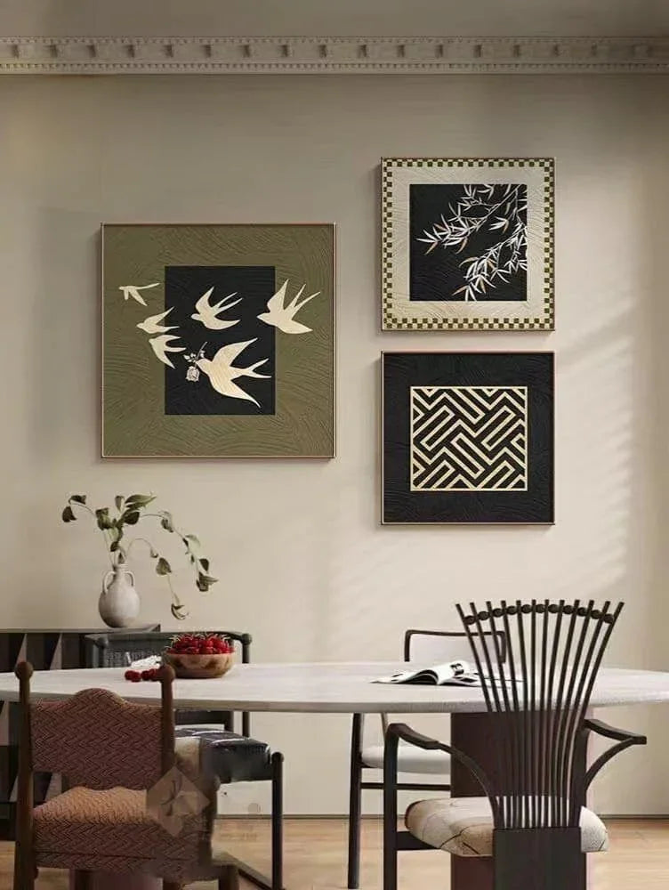 Modern Leather Ambrose Painting Set of 3 - Style 20