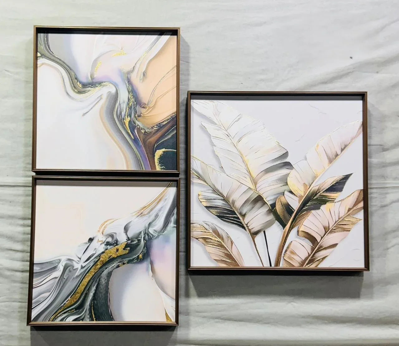 Modern Leather Ambrose Painting Set of 3 - Style 21